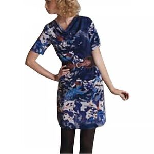 Anthropologie Coquille Japonica Silk Water Color Twee Retro Preppy Dress Size 2